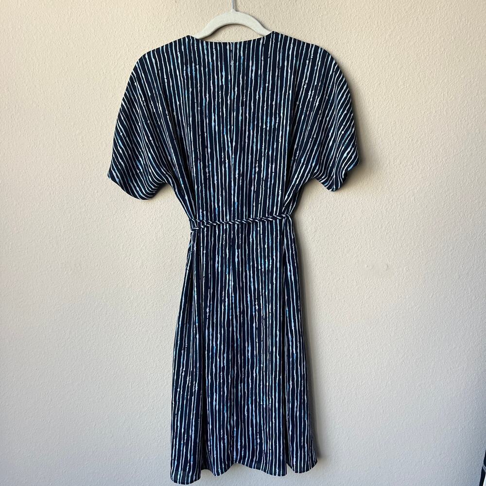 Aritzia Navy and White Striped Wrap Mini Dress - Picture 3 of 6